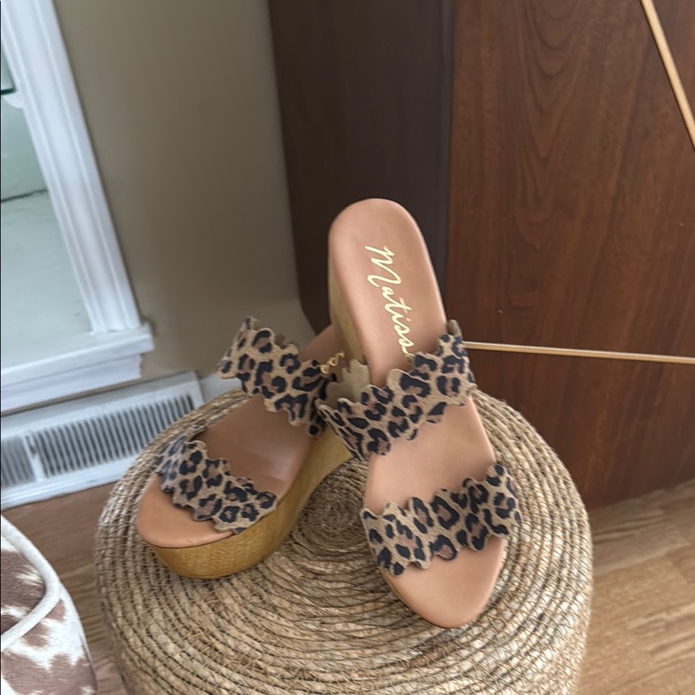 Leopard Print Women's Wedge Sandals